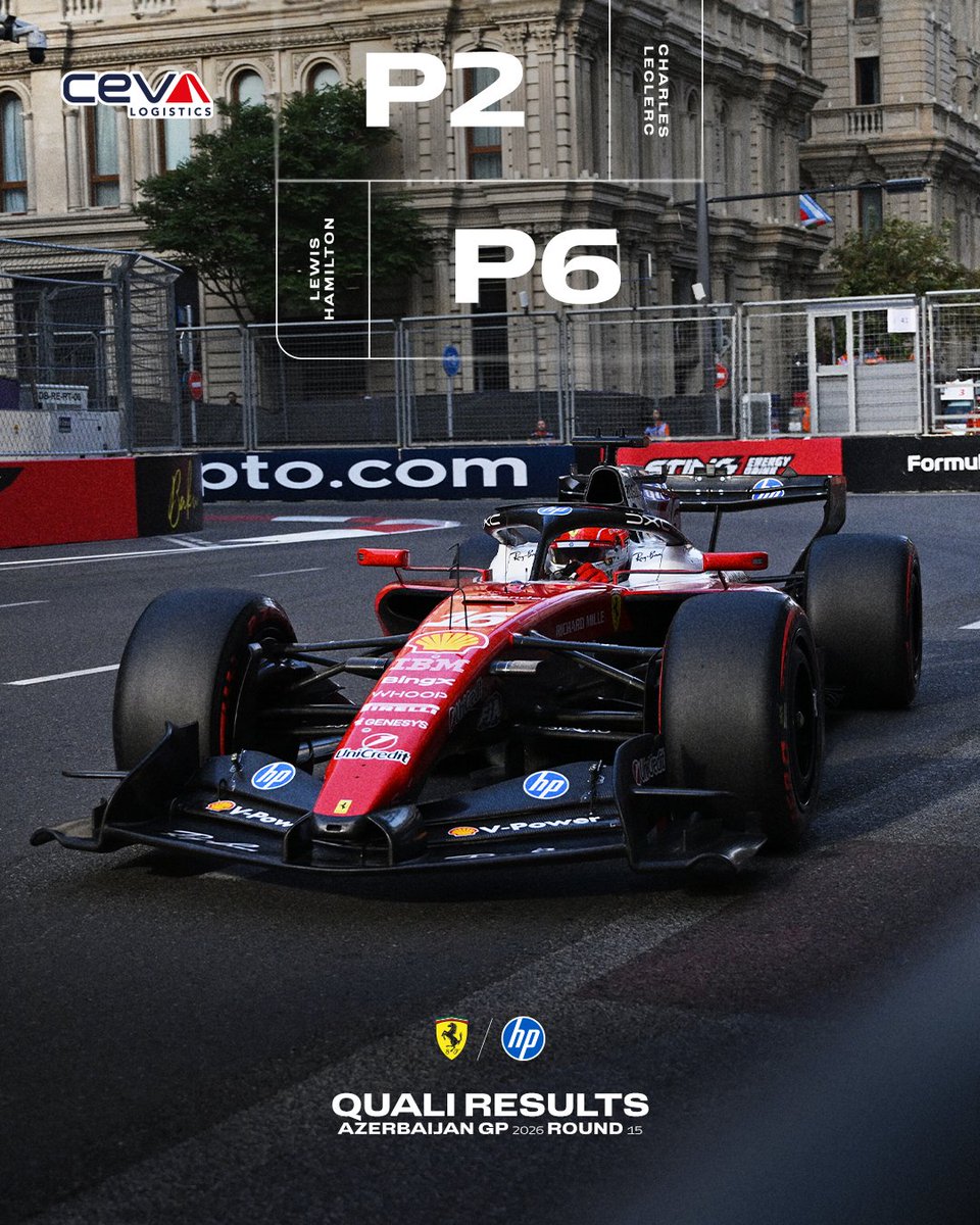 ScuderiaFerrari's tweet photo. The grid is set for Saturday 🇦🇿🫡 https://t.co/krpc3VLr0y