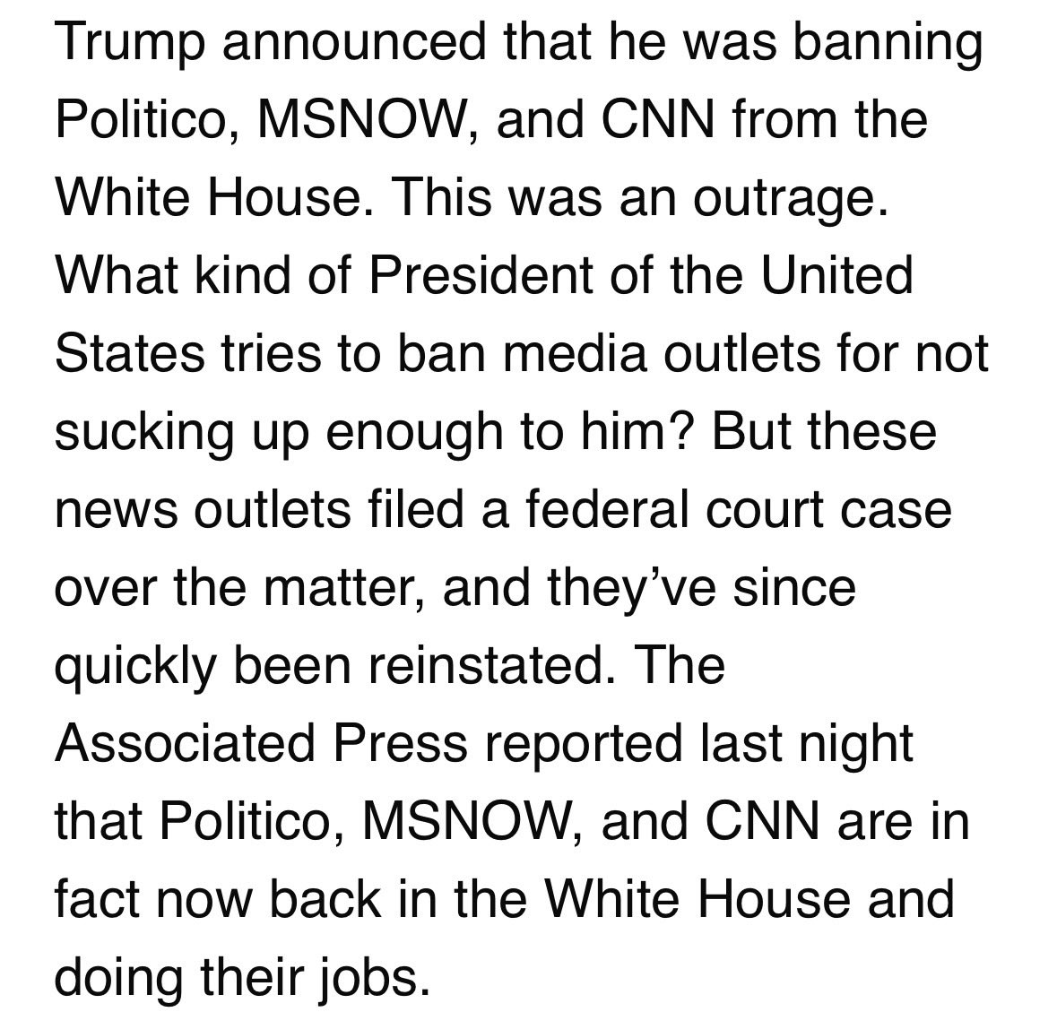 TPBlue4's tweet photo. The biggest loser lost again.  

Politico, MSNOW, and CNN are back in the WH reporting on the most incompetent admin in history. https://t.co/ouQVieJqEv