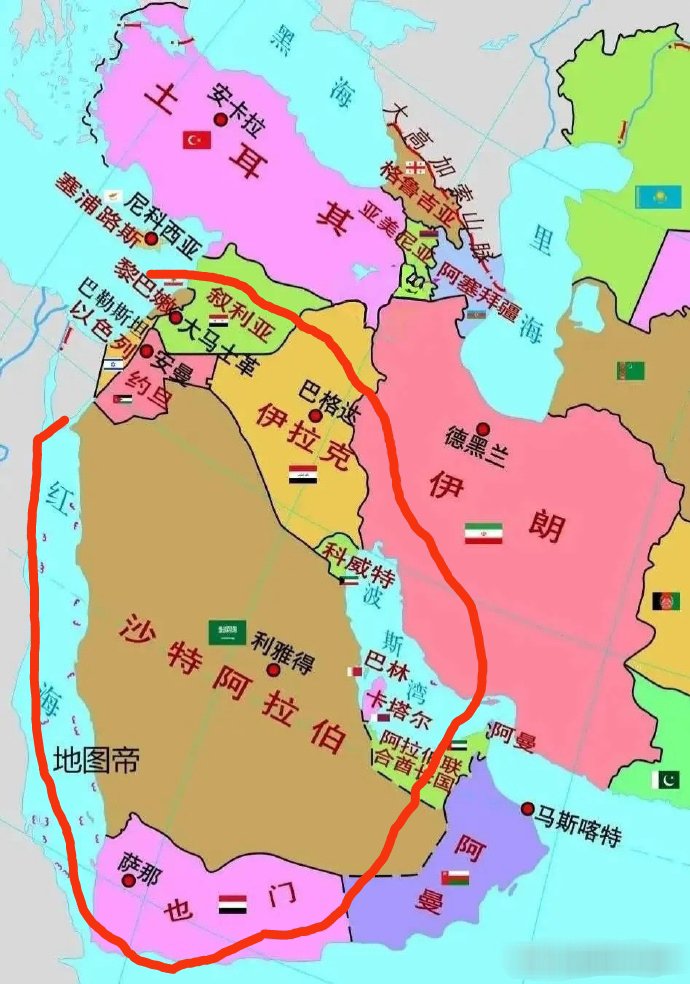Daisy_002's tweet photo. 如果叙利亚没有沦陷，伊朗抵抗之弧这张“大嘴”就能从地中海绕一圈回到红海，完成闭合，将沙特含在嘴里

黎巴嫩真主党（地中海）——叙利亚（地中海）——伊拉克——伊朗（霍尔木兹海峡）——也门胡塞武装（红海） https://t.co/KGTOsGk5DK