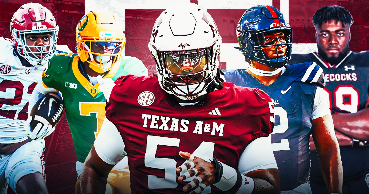 On3's tweet photo. NEW: Texas A&M's 2022 signing class vanished, but IOL Mark Nabou Jr. didn't flinch and is now in Year 5 with the Aggies, writes @Clowfb👍 

In total, five of 29 signees finished their careers in College Station. Eight of nine 5-stars transferred.

Story: https://t.co/n4Ik2TAXoN