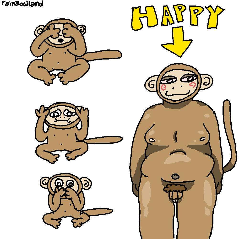 rain3owland's tweet photo. see no evil  hear no evil  speak no evil  naked fat chud no evil https://t.co/fWK77GDCyM