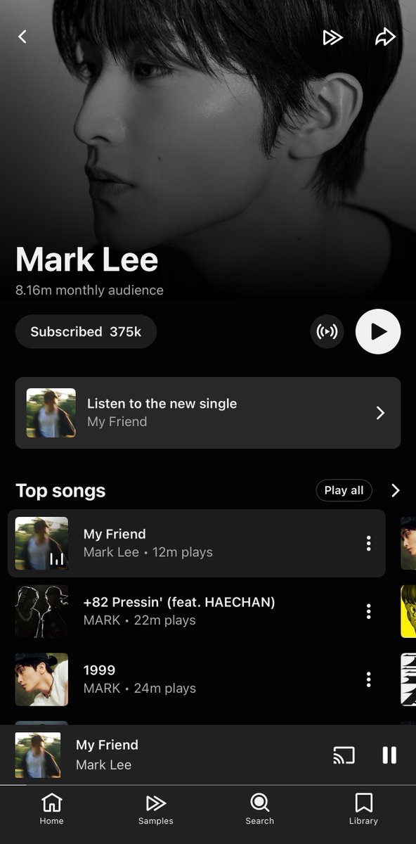 CEOMarkLee's tweet photo. Mark's current audience is heavily YouTube-centric (8.16M monthly audience), but our goal for the next few months is scaling those 573.6K Spotify monthly listeners back toward his 2M peak.
The real win isn't just 12M+ views (and 12M plays) but also it's building cross-platform reach. Let's aim higher for the November release!!! 💪 

Let's get your Spotify parked on Stationhead, markfs!
https://t.co/ZeVA1p246X