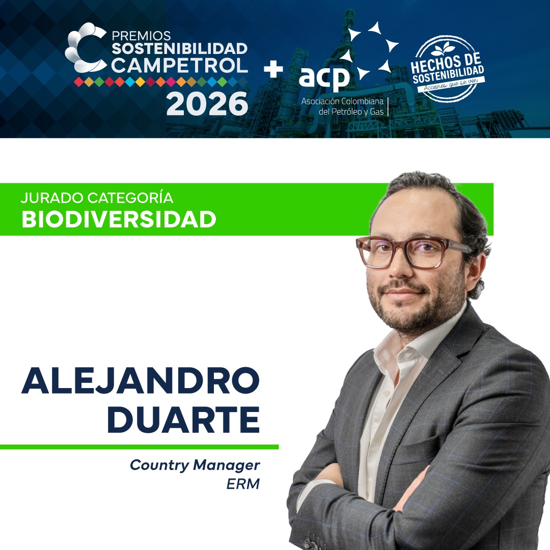 campetrol's tweet photo. Proteger la biodiversidad es proteger el capital natural que sustenta el bienestar de las comunidades y el desarrollo sostenible de los territorios.

Les presentamos a los jurados que evaluarán la categoría Biodiversidad en esta edición de los Premios de Sostenibilidad CAMPETROL 2026:

- Felipe Bayon, CEO de GeoPark.
- Alejandro Duarte Cifuentes, Country Manager de ERM.
- Germán Andrade, Director del Laboratorio de Sostenibilidad Territorial de la Universidad EAN.

Referentes en sostenibilidad, gestión ambiental y conservación, cuya experiencia será fundamental para identificar aquellas iniciativas que contribuyen a la protección y restauración de ecosistemas, el conocimiento de la biodiversidad y la generación de impactos positivos para los territorios y sus comunidades.

📢 Aún está a tiempo de postular su iniciativa aquí https://t.co/pkiYUVALvm 

⏳ La convocatoria estará abierta hasta el 26 de septiembre.

Reconozcamos juntos los proyectos que están impulsando la conservación de la biodiversidad, la gestión sostenible de los recursos naturales y la construcción de un futuro más resiliente para Colombia.