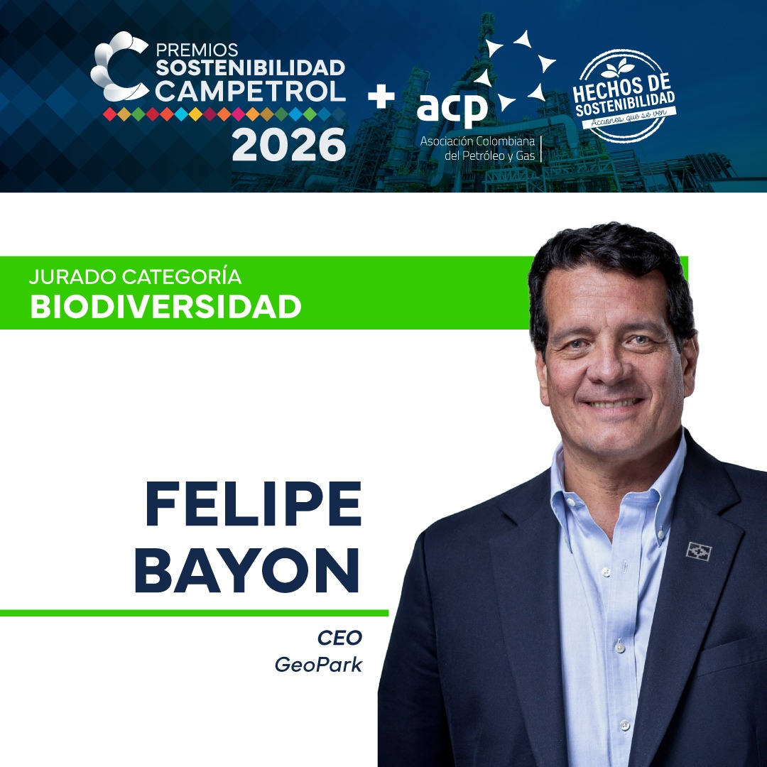 campetrol's tweet photo. Proteger la biodiversidad es proteger el capital natural que sustenta el bienestar de las comunidades y el desarrollo sostenible de los territorios.

Les presentamos a los jurados que evaluarán la categoría Biodiversidad en esta edición de los Premios de Sostenibilidad CAMPETROL 2026:

- Felipe Bayon, CEO de GeoPark.
- Alejandro Duarte Cifuentes, Country Manager de ERM.
- Germán Andrade, Director del Laboratorio de Sostenibilidad Territorial de la Universidad EAN.

Referentes en sostenibilidad, gestión ambiental y conservación, cuya experiencia será fundamental para identificar aquellas iniciativas que contribuyen a la protección y restauración de ecosistemas, el conocimiento de la biodiversidad y la generación de impactos positivos para los territorios y sus comunidades.

📢 Aún está a tiempo de postular su iniciativa aquí https://t.co/pkiYUVALvm 

⏳ La convocatoria estará abierta hasta el 26 de septiembre.

Reconozcamos juntos los proyectos que están impulsando la conservación de la biodiversidad, la gestión sostenible de los recursos naturales y la construcción de un futuro más resiliente para Colombia.
