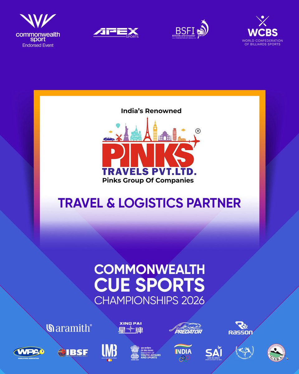 commonwealthcue's tweet photo. Proud to welcome Pinks Travels Pvt. Ltd. as the official Travel &amp; Logistics Partner for the Commonwealth Cue Sports Championships 2026. 🎱✈️

Here’s to seamless journeys and a phenomenal championship ahead!

#CommonwealthCueSports #CueSports https://t.co/m2iGkJi4u0