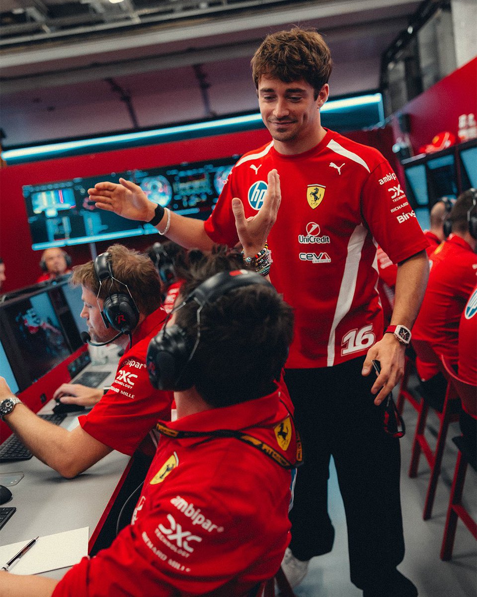 CL16_inside's tweet photo. Thanks to the team for giving Charles the priority this weekend, and to Lewis for the tow. His slipstream helped us stay ahead of Piastri!!

And big big big lap from Charles. Bravo 👏👏👏

#F1 #AzerbaijanGP 🇦🇿 https://t.co/MUXWybv3BA