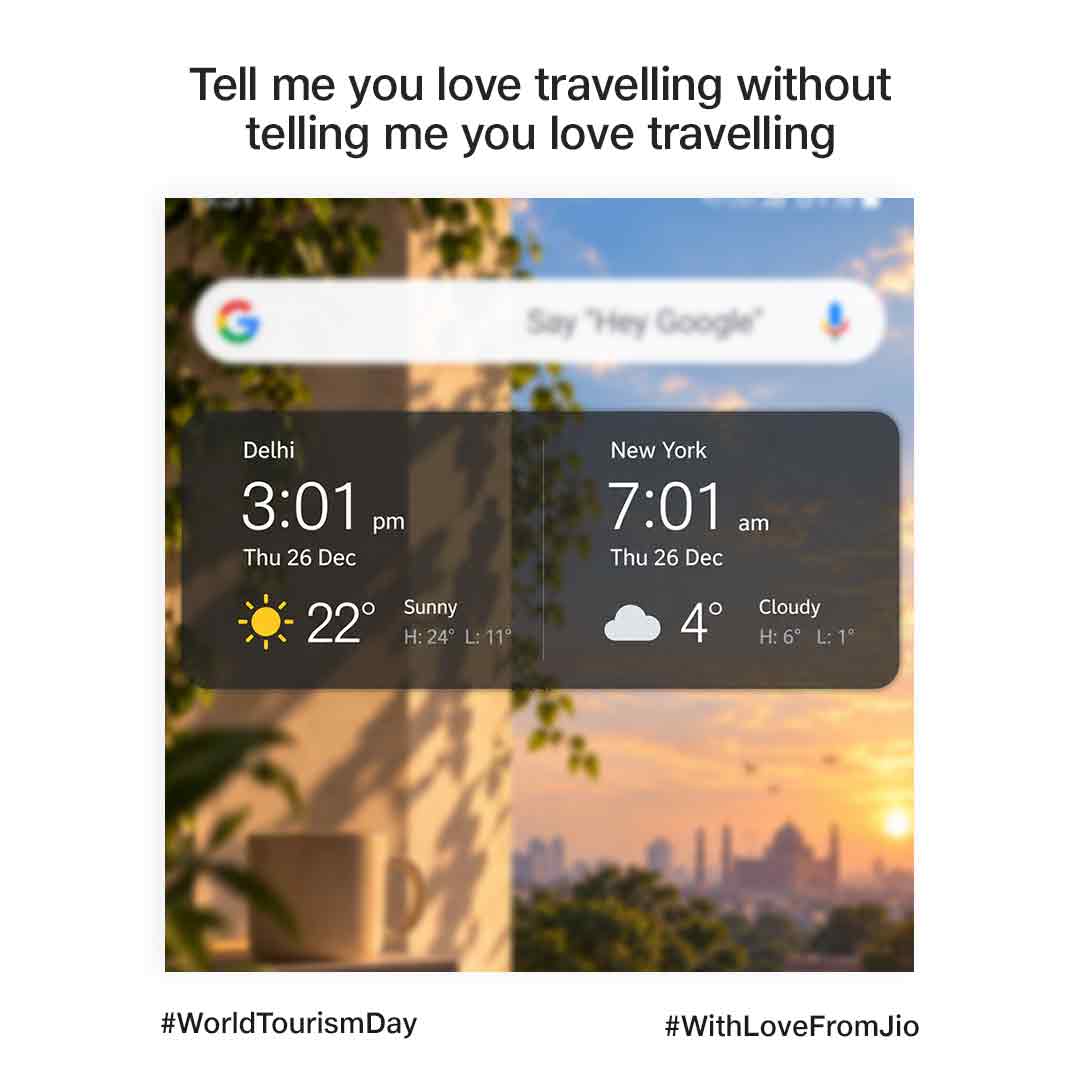 reliancejio's tweet photo. "Ghoomne chale?" can be the beginning of something incredible!
#Jio #WorldTourismDay #Vacation #Traveling #Trending #Relatable #InternationalTravel https://t.co/fw9lM5SwXr