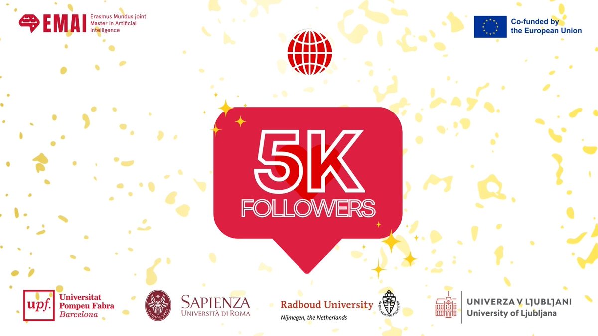 EMAI_eu's tweet photo. π 5,000 followers and counting! Proud of the #EMAI community weβre building.
Follow us for:
πTop European AI curriculum
π¬Cutting-edge research & publications
π€Career & partner networks
πMobility across Europe
Thanks for being part of the journey πβ¨
#AI #ErasmusMundus https://t.co/UqNhoVobc3