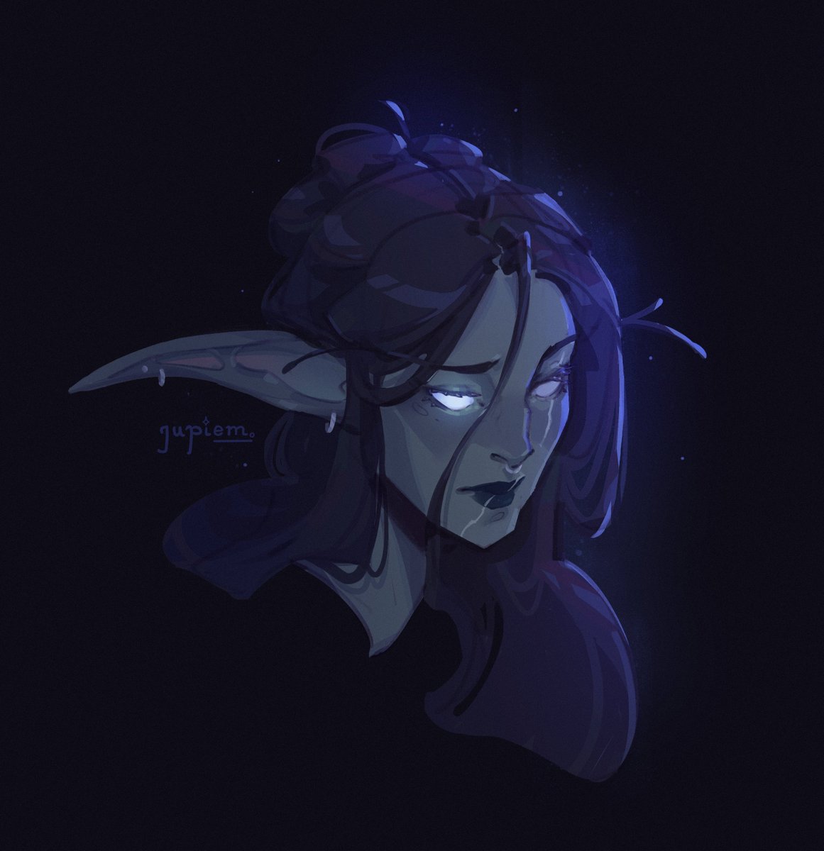 Jupiemm's tweet photo. My Night Elf as practice 🖤#worldofwarcraft https://t.co/mVVnPCfqS7