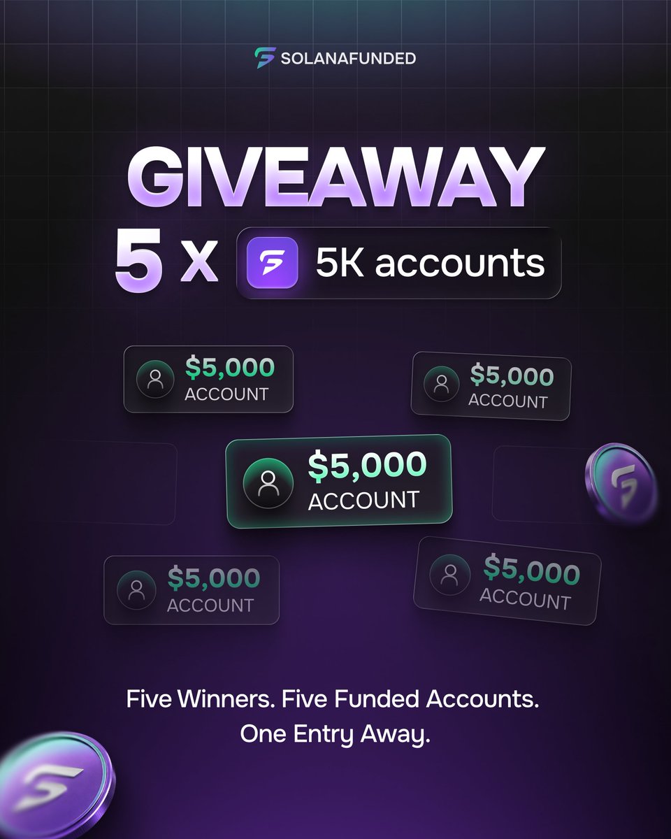 Ahmadtalbafx's tweet photo. GIVEAWAY ALERT 🚨🚨📢

5×$5k  Giveaway account with @solanafunded

HOW TO ENTER: 

✅️like and Retweet 💯
✅️Follow: @solanafunded @Ahmadtalbafx @khamad109
✅️ Tag any 2 traders 

Winners will be announced in 2days 💯🔥 https://t.co/7VxwCkH7Zk
