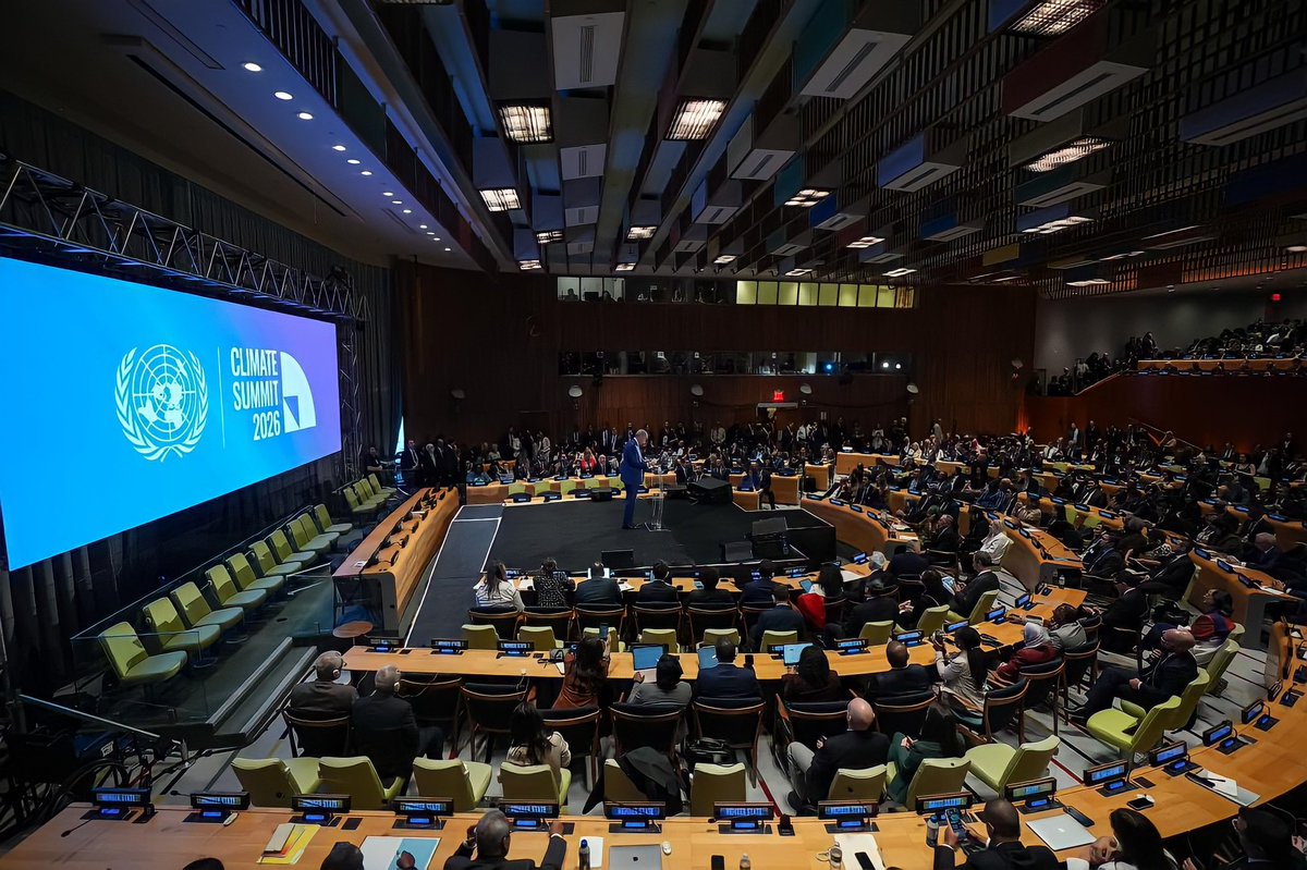 OmarFarukOsman's tweet photo. Addressed the UN High-level Summit on Climate Action and the Just Transition, convened by UN Secretary-General António Guterres at UN Headquarters in New York, in the margins of the UN General Assembly. 

Speaking for organised labour, my message was simple: workers and their communities must not pay for a climate crisis they did not create. A just transition must protect jobs, livelihoods and labour rights. It must provide social protection, new skills and safe workplaces. Developing countries also need climate finance through grants, not more debt.

I also spoke about information integrity which is the antidote to climate disinformation. People need truthful and reliable information about the climate crisis and its solutions. Journalists reporting on climate change and environmental protection must be free and safe to do their work. When journalists are silenced, communities are denied the truth and impunity thrives.