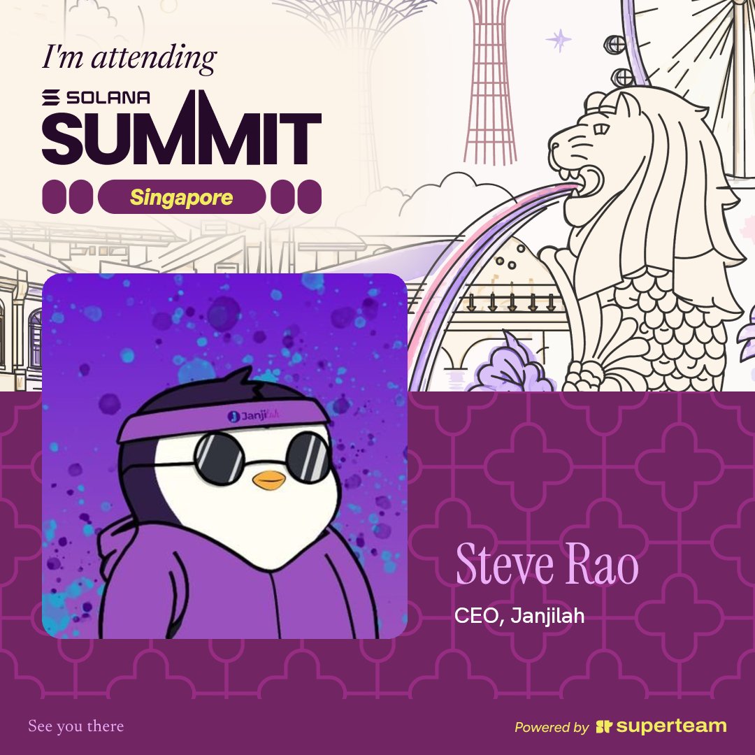 raostermy's tweet photo. 🇸🇬 I'm attending Solana Summit Singapore · Oct 6, 2026. See you there! https://t.co/nVqISxpOSu https://t.co/mr50UsPlu2