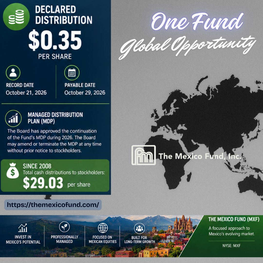CEFNetwork's tweet photo. Discover the power of global exposure.😇
Learn more: https://t.co/M7nnvm3eXG

#MXF #MexicoFund #ClosedEndFund #EmergingMarkets #LatinAmericaInvesting #GlobalMarkets #LongTermGrowth #CEF #DividendInvesting #CapitalAppreciation #PortfolioStrategy https://t.co/WdNQvVEh30