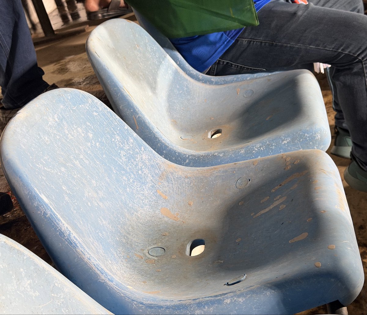 kart87's tweet photo. A FIFA World Cup nation is playing in town tonight and this is where fans sit at Sree Kanteerava after paying Rs.3000
Stained, cracked, peeling seats. If we want full stadiums for Indian football, the basics can't be an afterthought. 
@IndianFootball  @ksfaofficial #INDPAN https://t.co/WXOE5DjT4w