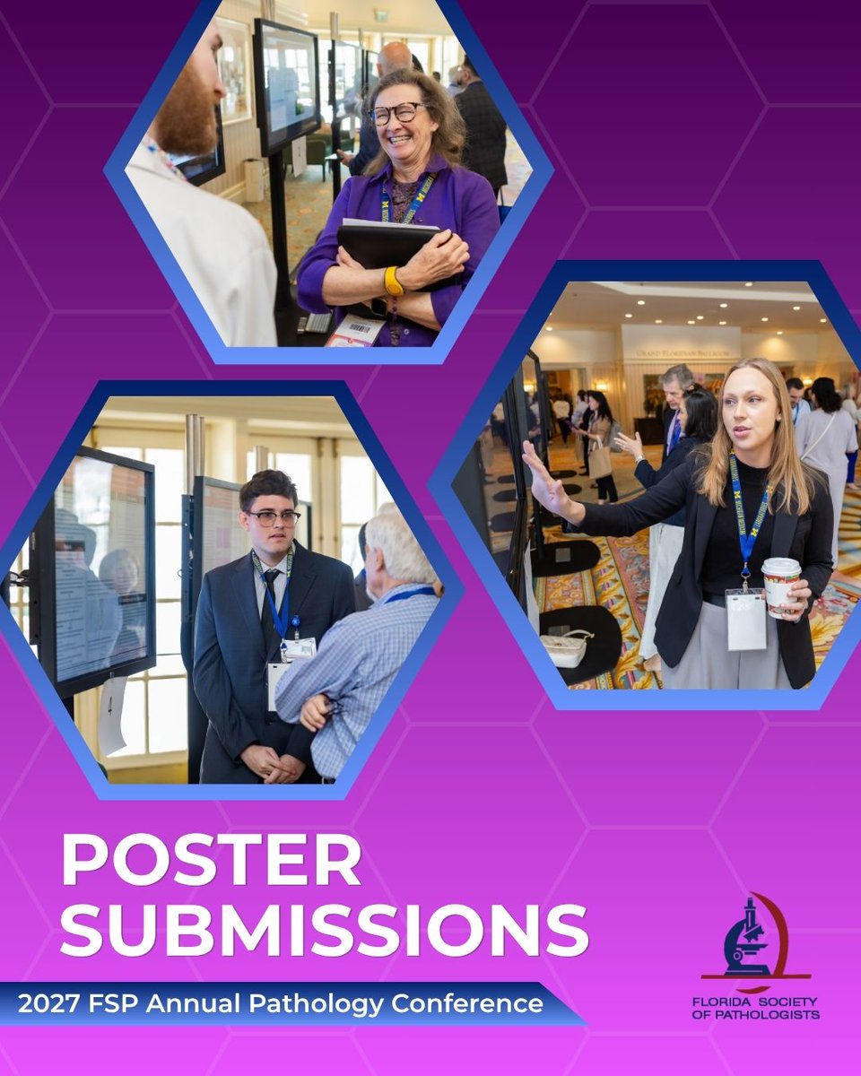 FLPathologists's tweet photo. We are now accepting poster submissions for the 2027 FSP Annual Pathology Conference! 

This is a great opportunity to share your research and advance patient care alongside colleagues from across the state and beyond.

Learn more: https://t.co/cbmpGFvKPw

#FSPAnnual2027 https://t.co/7VdQQx6tfV
