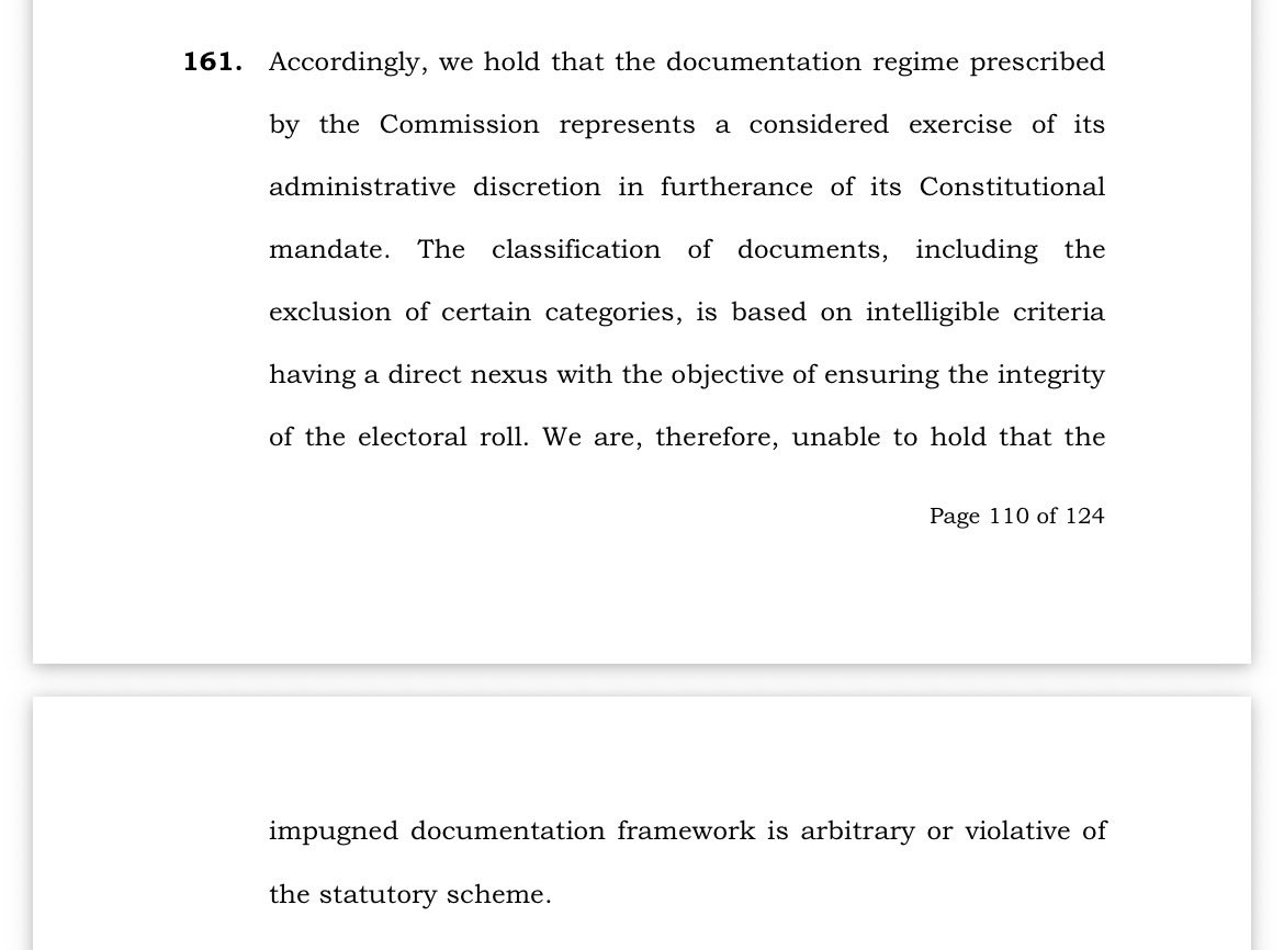 desishitposterr's tweet photo. Before manufacturing a scandal around Form 6, read the Supreme Court’s May 27th judgment, 2026. Para 152: Form 6 need not be literally applied to SIR. ECI sets the documentation framework. 

Para 161: that framework is neither arbitrary nor violative. 

And then Para 186, the SIR is within ECI’s powers, satisfies proportionality, and serves a ‘legitimate and constitutionally grounded purpose.’

So what exactly is the scandal?