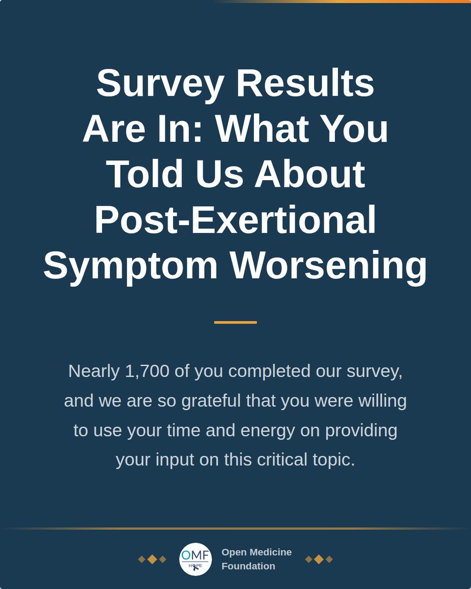 OpenMedF's tweet photo. Nearly 1,700 of you completed our deep dive survey on post-exertional symptom worsening.

In the survey we presented two frameworks: a staged model of post-exertional worsening, and a proposed set of outcome measures for decentralized treatment trials. https://t.co/AGxqIQWrsh