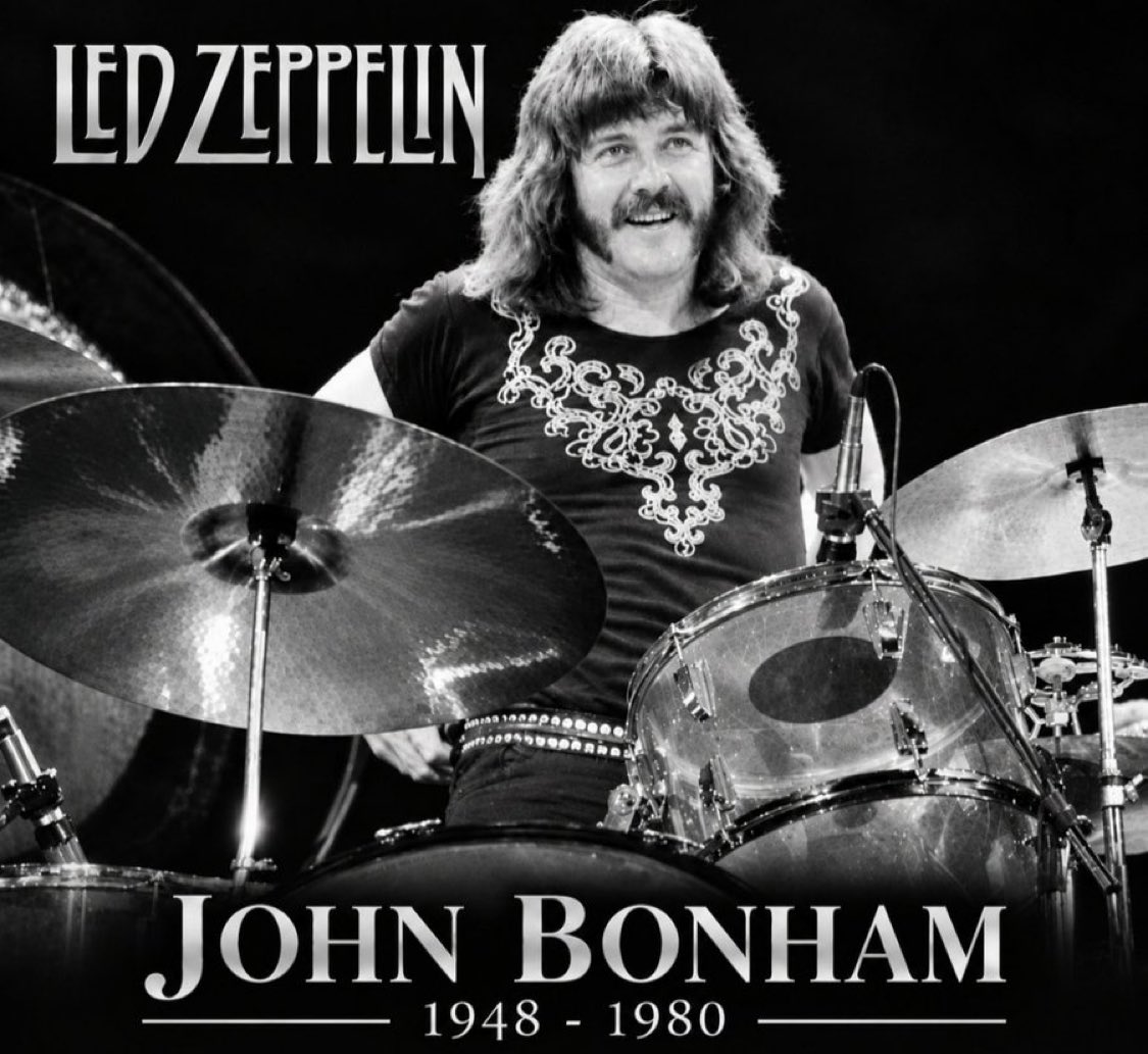 hayliegreg's tweet photo. 🥁🖤 46 years ago today, rock lost one of its greatest drummers.

John “Bonzo” Bonham was the thunder behind Led Zeppelin’s sound…powerful, explosive, and instantly recognizable. His playing was as much a part of the band’s identity as the riffs and vocals. https://t.co/SQMyTZWHty