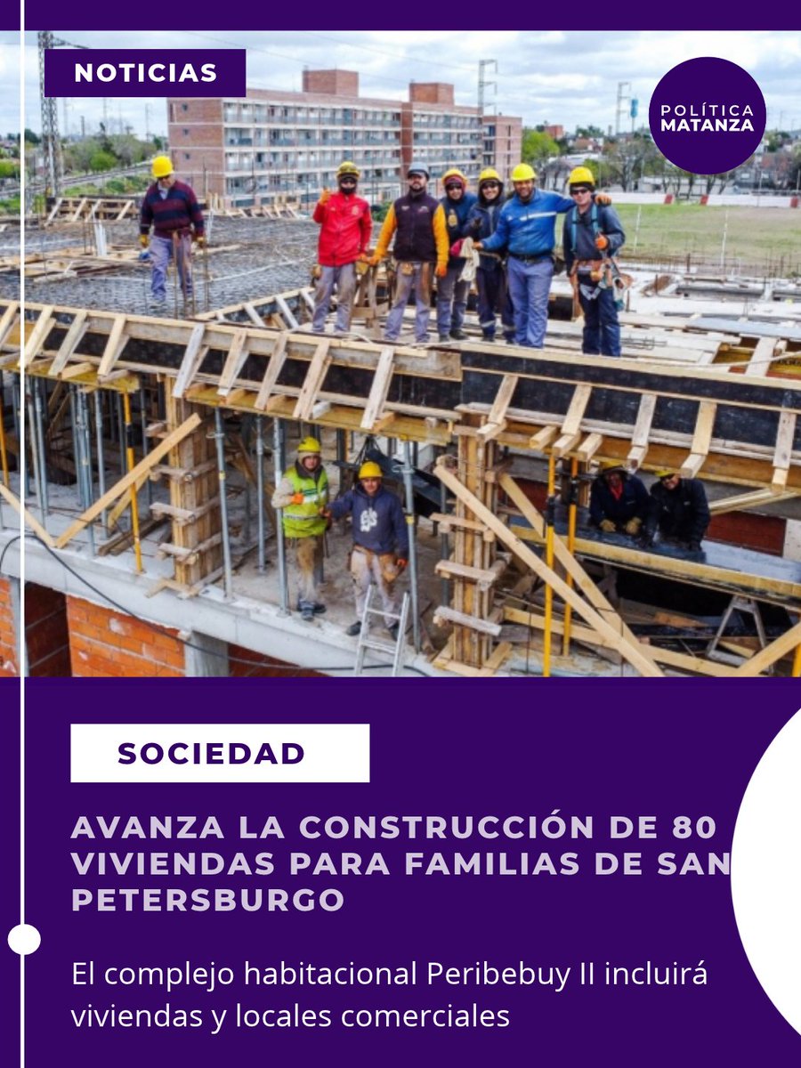 Politicamatanza's tweet photo. El Organismo Provincial de Integración Social y Urbana (OPISU) avanza con la construcción del complejo habitacional Peribebuy II, en La Matanza, que contará con 80 viviendas destinadas a familias del barrio San Petersburgo. (Hilo) https://t.co/JJK3hTPj32