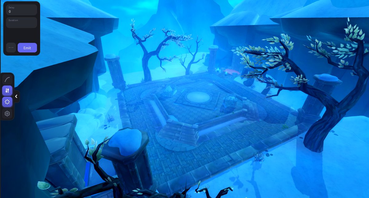 sleepy0424's tweet photo. overview of one of the maps i made for the game called glacial eclipse. it's a weird genre game, it's a 3v3 arena game using tab target combat, WoW style. i really wanted to make it a full rpg but i am not good with larger maps so i couldn't bring a vision to life https://t.co/A4efcfEh93