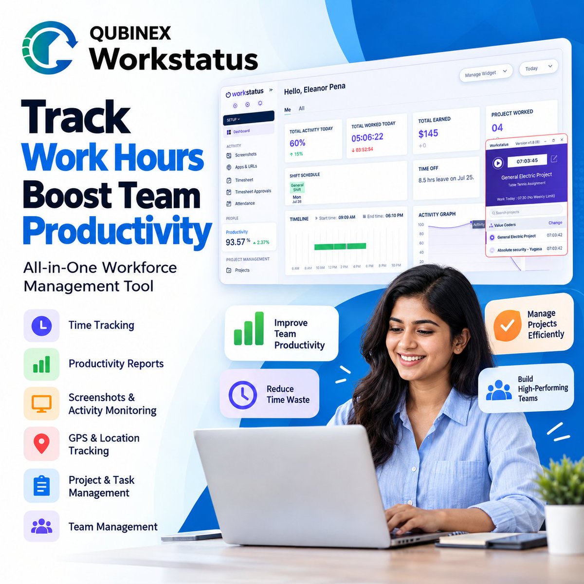 qubinex's tweet photo. 🚀 Track work. Boost productivity.
QUBINEX Workstatus brings ⏱️ time tracking, 📊 productivity reports, 📍 GPS tracking, 📋 project management & 👥 team management into one platform.
💙 Work smarter. Manage better.
#Qubinex #Workstatus #Productivity #HRTech #WorkforceManagement https://t.co/oOQWq3elGi