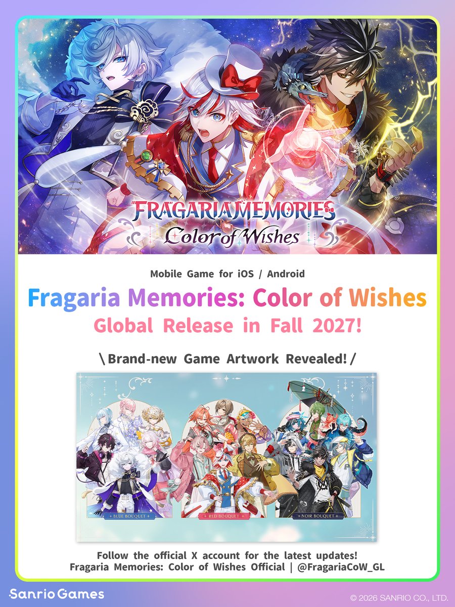 SanrioGames_GL's tweet photo. #SanrioGames NEWS 01 ✨️

🎀 Hello Kitty Party Land
Coming Oct 29!
Nintendo Switch &amp; Switch 2
Get Pre-order Bonus Now 🎉

🎀 Sanrio Kawaii Me Live!
Global Jan 2027
iOS / Android
Pre-register Now 🪩

🎀 Fragaria Memories: Color of Wishes
Global Fall 2027
Game Artwork Revealed 🍓 https://t.co/1W9L5VtjVT