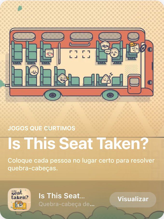 fellow_dev_io's tweet photo. Congrats to @potipotistudio!

Is This Seat Taken? is featured in “Games We Love” on the Brazilian App Store 🇧🇷. 🙌

https://t.co/422P46jRhh https://t.co/rS5ZuxG7il