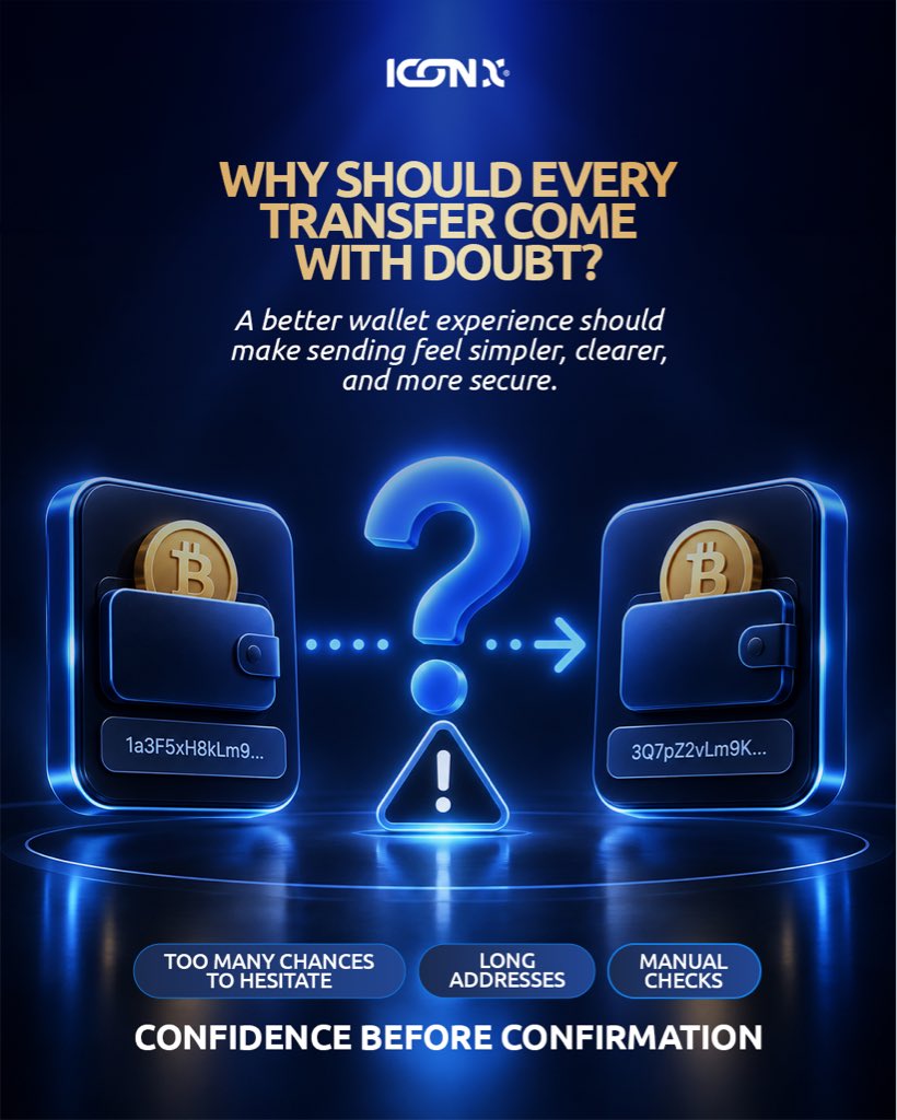 ICONX_TECH_'s tweet photo. A better transfer experience starts with less doubt and more clarity.
Fewer manual steps. More confidence before every confirmation.
#digitalwallet #cryptowallet #walletsecurity #web3 #iconx https://t.co/JWNJMRLW6z