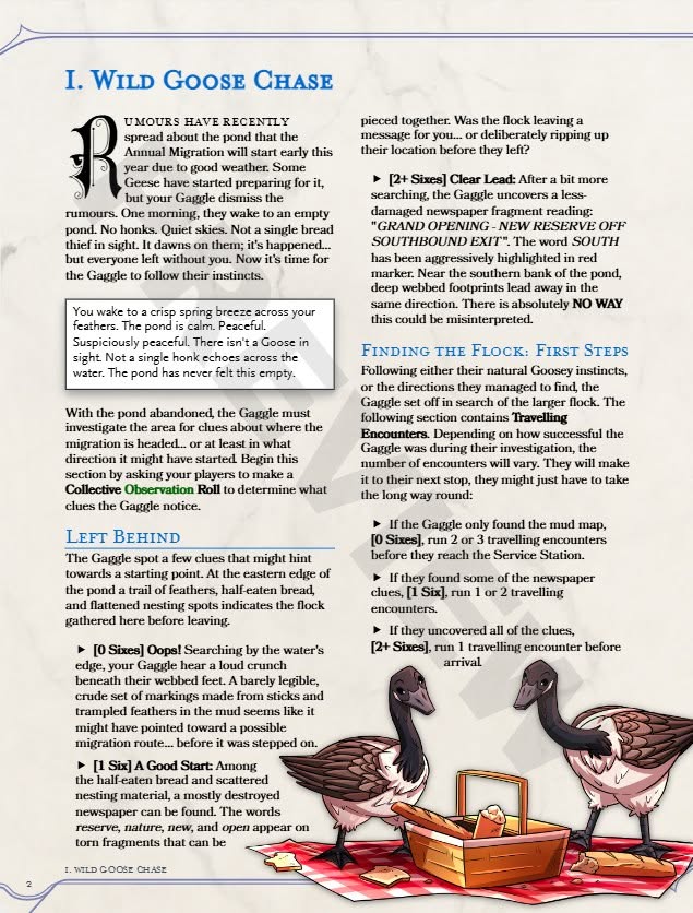 Jackaphobia's tweet photo. The gaggle are ON TOUR in One HONK: Bird Time's the Charm, the new entry in the wildly khaotic Goose-Based TTRPG series!🪿🎲

Play as a superpowered geese and use the power of the H.O.N.K. system to earn your bread! LIVE NOW ON KICKSTARTER: https://t.co/nG6lLR9YMT https://t.co/QN81fvgCr9