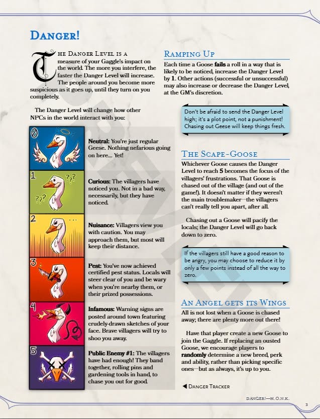 Jackaphobia's tweet photo. The gaggle are ON TOUR in One HONK: Bird Time's the Charm, the new entry in the wildly khaotic Goose-Based TTRPG series!🪿🎲

Play as a superpowered geese and use the power of the H.O.N.K. system to earn your bread! LIVE NOW ON KICKSTARTER: https://t.co/nG6lLR9YMT https://t.co/QN81fvgCr9