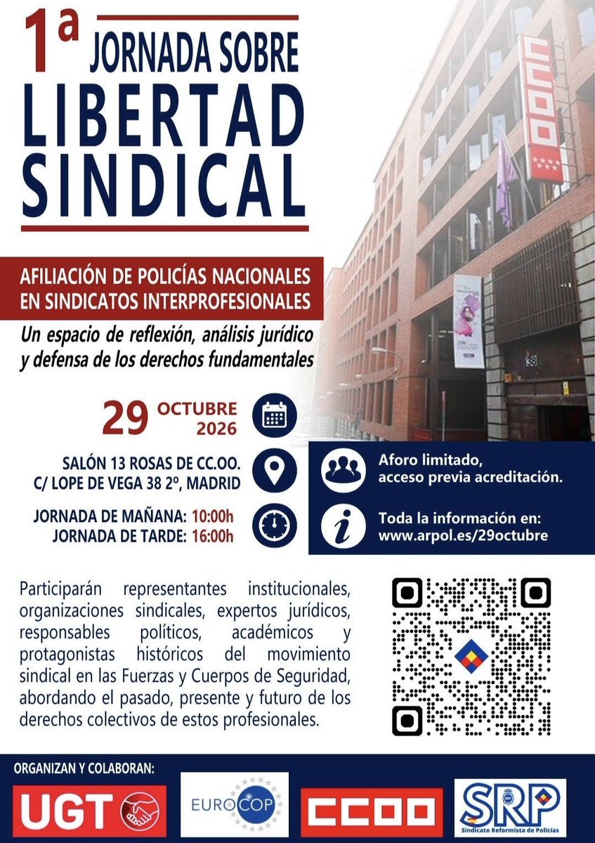 ARPolicias's tweet photo. CONFIRMADO ! @CrisEstevez_UGT Secretaria Confederal @UGT_Comunica  asistirá a la JORNADA SINDICAL POLICIAL PROGRESISTA. 29 octubre 2026. Madrid 🇪🇸🇪🇺 https://t.co/mHuN3gcN7M