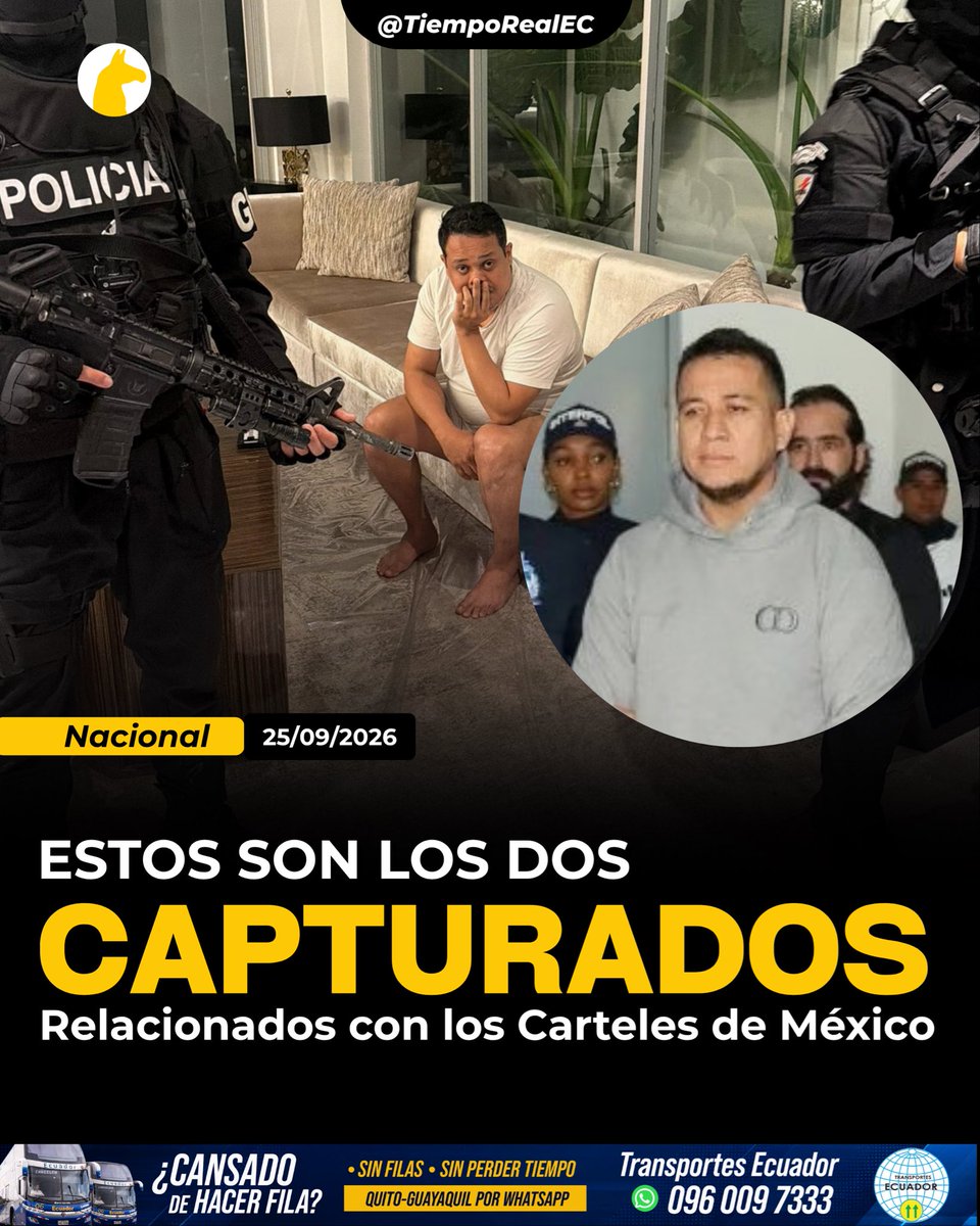 TiempoRealEC's tweet photo. 🚨 ESTOS SON LOS DOS CAPTURADOS EN ISLA MOCOLÍ Y RIBERAS DEL BATÁN

🏠 Un operativo ejecutado con participación de la Policía Nacional, la DEA y el Comando Sur de Estados Unidos terminó con 36 detenidos, quienes serán procesados por presunta delincuencia organizada, según informó la @FiscaliaEcuador. La investigación apunta a una estructura que, de acuerdo con las autoridades, mantenía vínculos directos con el Cártel Jalisco Nueva Generación (CJNG).

🚔 Uno de los principales objetivos fue ubicado en Isla Mocolí. En cuestión de minutos, los uniformados ingresaron a una vivienda de esta exclusiva urbanización de Samborondón y capturaron al hombre señalado por el ministro del Interior, @JohnReimberg, como presunto cabecilla de la estructura. El supuesto financista fue detenido en Riberas del Batán, también en Samborondón.

🔎 Ecuavisa, citando a fuentes de inteligencia y registros empresariales, señala que el detenido en Mocolí habría sido parte del brazo operativo de alias ‘Gato Farfán’, narcotraficante ecuatoriano extraditado a Estados Unidos. Según esas fuentes, habría colaborado en la obtención de empresas utilizadas presuntamente para ocultar operaciones y figura como accionista en 10 compañías registradas principalmente en Guayas y El Oro.

📑 Los registros muestran que esas compañías tienen actividades declaradas diversas: administración de bienes inmuebles, excavación de zanjas, auditoría interna, transporte de carga pesada, importación y exportación de productos agrícolas y extracción de minerales, entre otras.

⚖️ En cuanto al detenido en Riberas del Batán, Ecuavisa señala que no registra antecedentes judiciales ni compañías a su nombre en los registros consultados. El medio encontró, sin embargo, registros de movimientos comerciales hacia Estados Unidos en 2019 y un RUC que estuvo asociado a dos establecimientos, uno relacionado con actividades de comida en La Puntilla.

💊 La investigación, que se extendió durante ocho meses, sostiene que la estructura recibía cocaína procedente de Colombia, la almacenaba y coordinaba su transporte desde Ecuador hacia mercados de Centroamérica, Estados Unidos y Europa. Los cargamentos decomisados durante la investigación representaron una afectación estimada en USD 322 millones para la organización.

🌎 El nombre de ‘Gato Farfán’ aparece nuevamente en esta investigación por los antecedentes de sus vínculos con organizaciones mexicanas. Estados Unidos sancionó a Wilder Emilio Sánchez Farfán en 2022 y señaló sus nexos con los carteles de Sinaloa y Jalisco Nueva Generación; posteriormente fue capturado en Colombia y extraditado a Estados Unidos.

#TiempoRealPlus #Ecuador #Samborondón #IslaMocolí #CJNG #CártelJalisco #Narcotráfico #DEA #ComandoSur #Seguridad