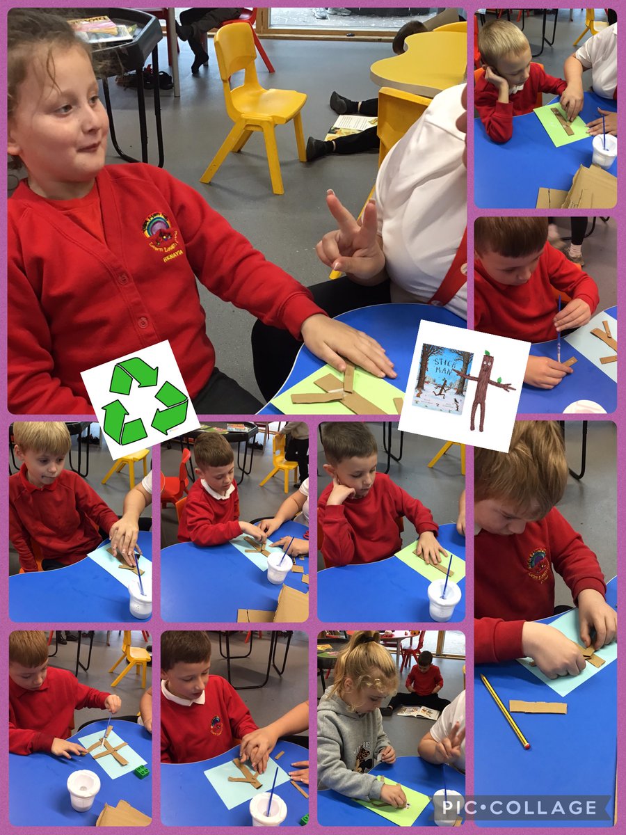 YsgolHenFelin's tweet photo. ๐ Busy day for #YhfClass7 ! This morning we enjoyed time down the play structure running, jumping on the trampoline and climbing the frame๐งโโ๏ธ! #YhfMOVEment. Then this afternoon, we made a Stick Man using recyclable materials โป๏ธโ๏ธ. Just look at our Independent Ians!๐จโจ https://t.co/Ghhe7Ux7wC