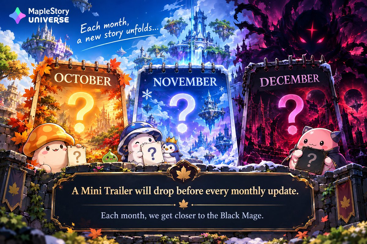 prolll1's tweet photo. A Mini Trailer will drop before every monthly update.
 Three months.
 What awaits us at the end?
#MapleStory #MSU #MapleStoryU #MapleStoryN #Maple #Gaming #Web3‌‌ https://t.co/ptN4tNYtQG