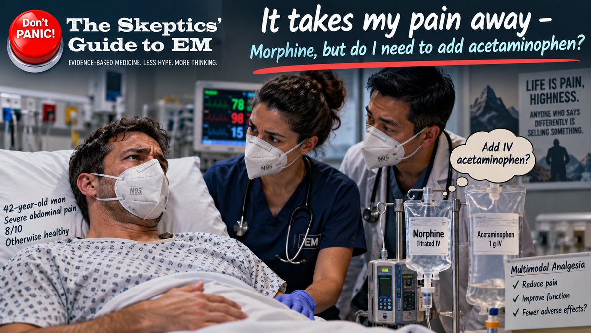 TheSGEM's tweet photo. ICYMI: Morphine Plus Placebo vs Morphine Plus Acetaminophen for Acute Pain in the ED

https://t.co/kCN3yE0c8Q

@Caitlin_Jones_ @painfreeED @ACEPNation @YouTube https://t.co/w9YzSExurM