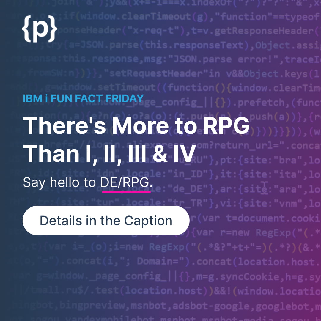 programmersio's tweet photo. IBM i Fun Fact Friday!

Think RPG I–IV are the only RPG dialects? Think again!

In the early ’80s, IBM introduced DE/RPG (Data Entry RPG), designed for IBM 5280 data-entry workstations.

Ever heard of DE/RPG?

#IBMi #FunFactFriday #RPG #IBM5280 #IBMRPG #DERPG #IBMiFacts #IBMiTips https://t.co/OncdTkVkok