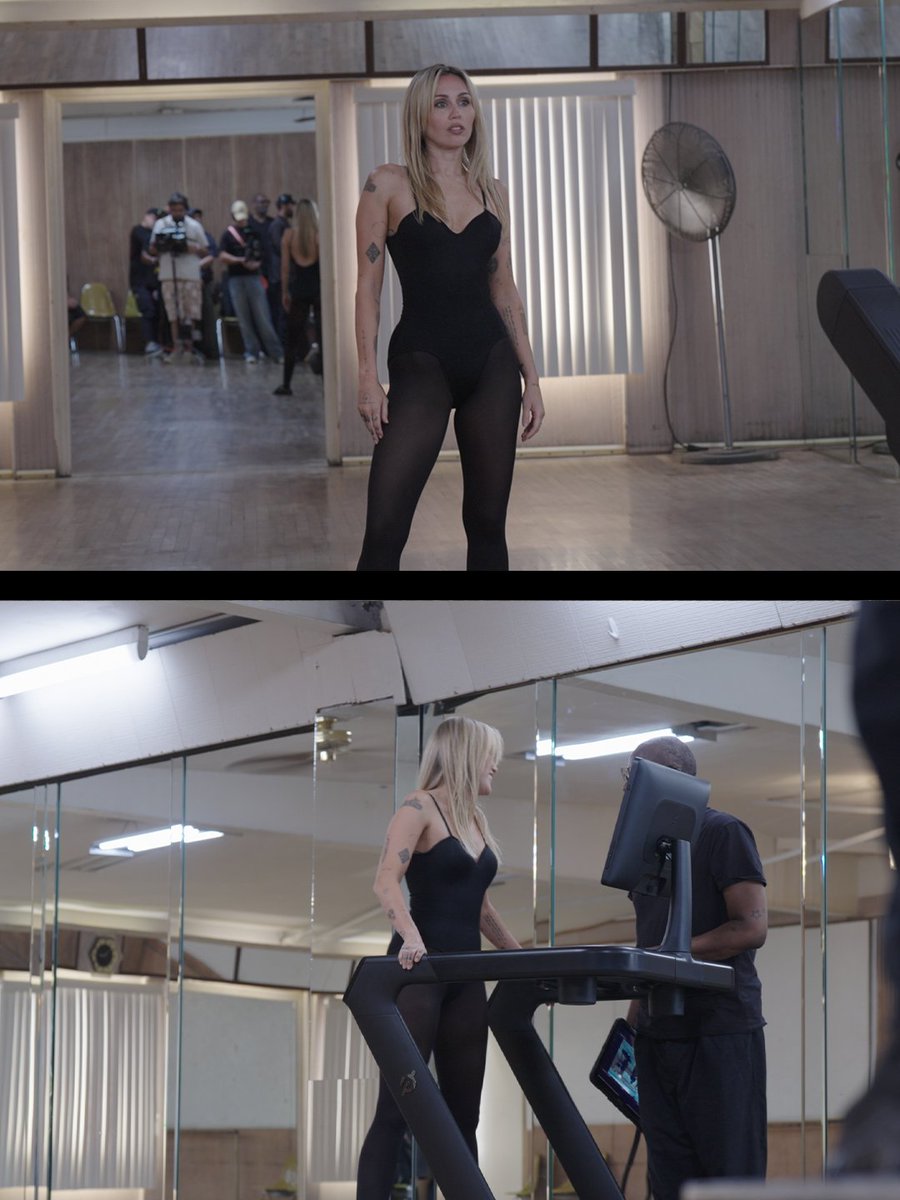 onepeloton's tweet photo. Moving between takes with @miley https://t.co/DiJaaSkBWu