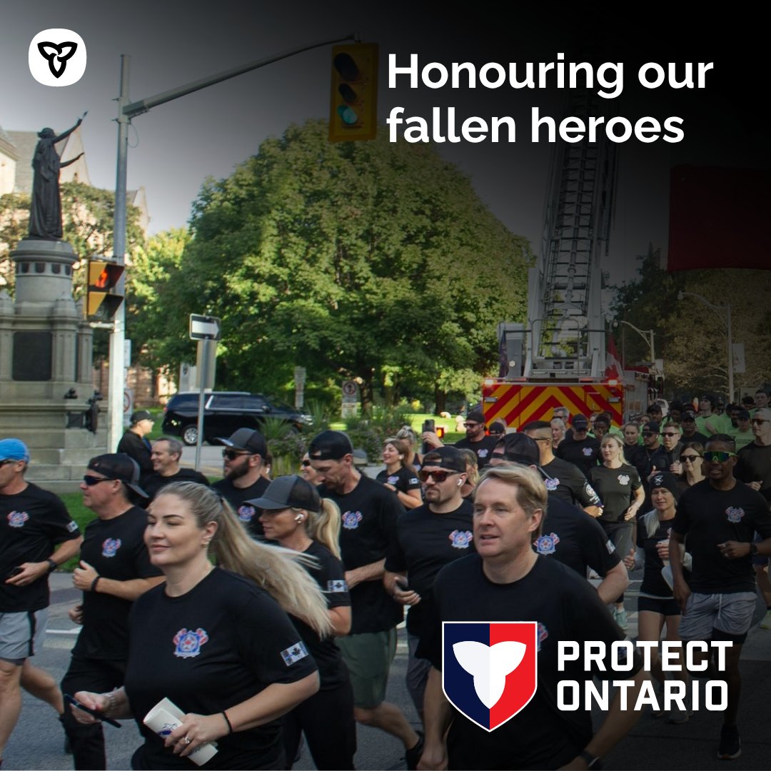 ONsafety's tweet photo. Today begins the National Peace Officers’ Memorial Run, a tribute to fallen officers.

Along the 460km course, participants carry the memory of those who dedicated their lives to keeping our communities safe.

#RuntoRemember https://t.co/tUoc5hPipX