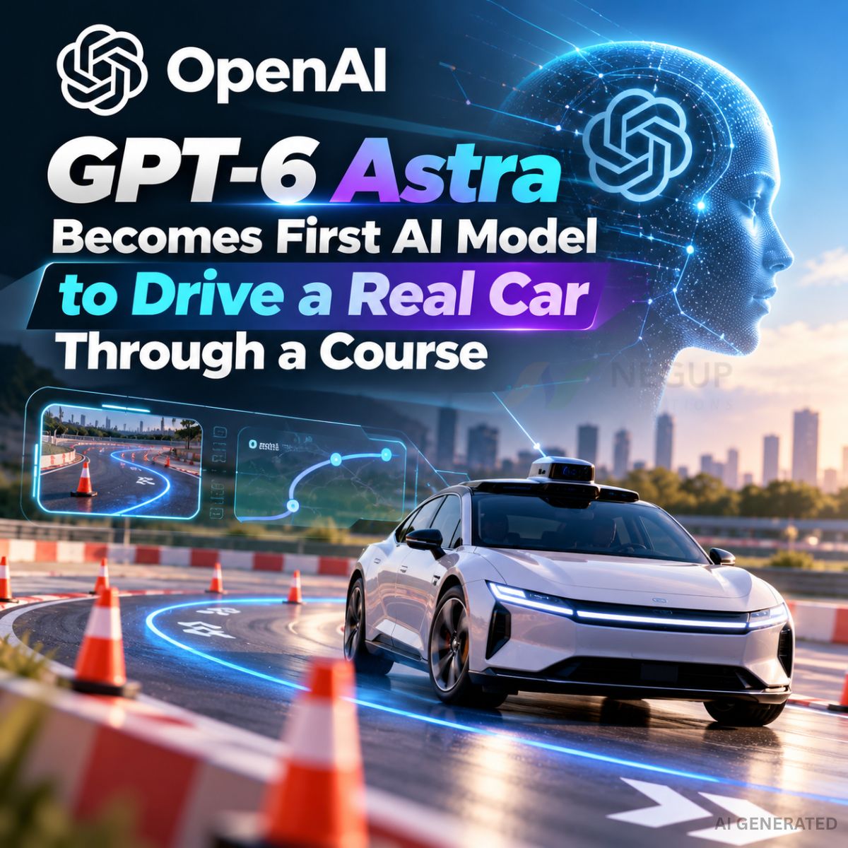 NegupSolutions's tweet photo. 🚗🤖 GPT-6 Astra completed a 134.7m cone course in a real Toyota Corolla during the DrivingBench test.

Read the full blog here👇️
https://t.co/eDmtmaLTbv

#OpenAI #GPT6Astra #AI #AutonomousVehicles #DrivingTechnology https://t.co/8seevVWOtk