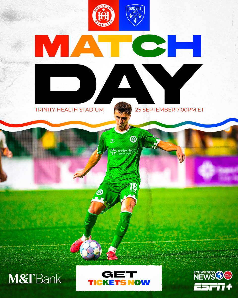hfdathletic's tweet photo. MATCH DAY ๐
๐ Louisville City FC
๐ @THStadium
โฐ 7:00 pm
๐๏ธ https://t.co/pow4jq55Mw
๐ณ๏ธโ๐ Pride Night presented by @MandT_Bank!
#PlayLoud #USLChampionship https://t.co/5LNKGK47Dd