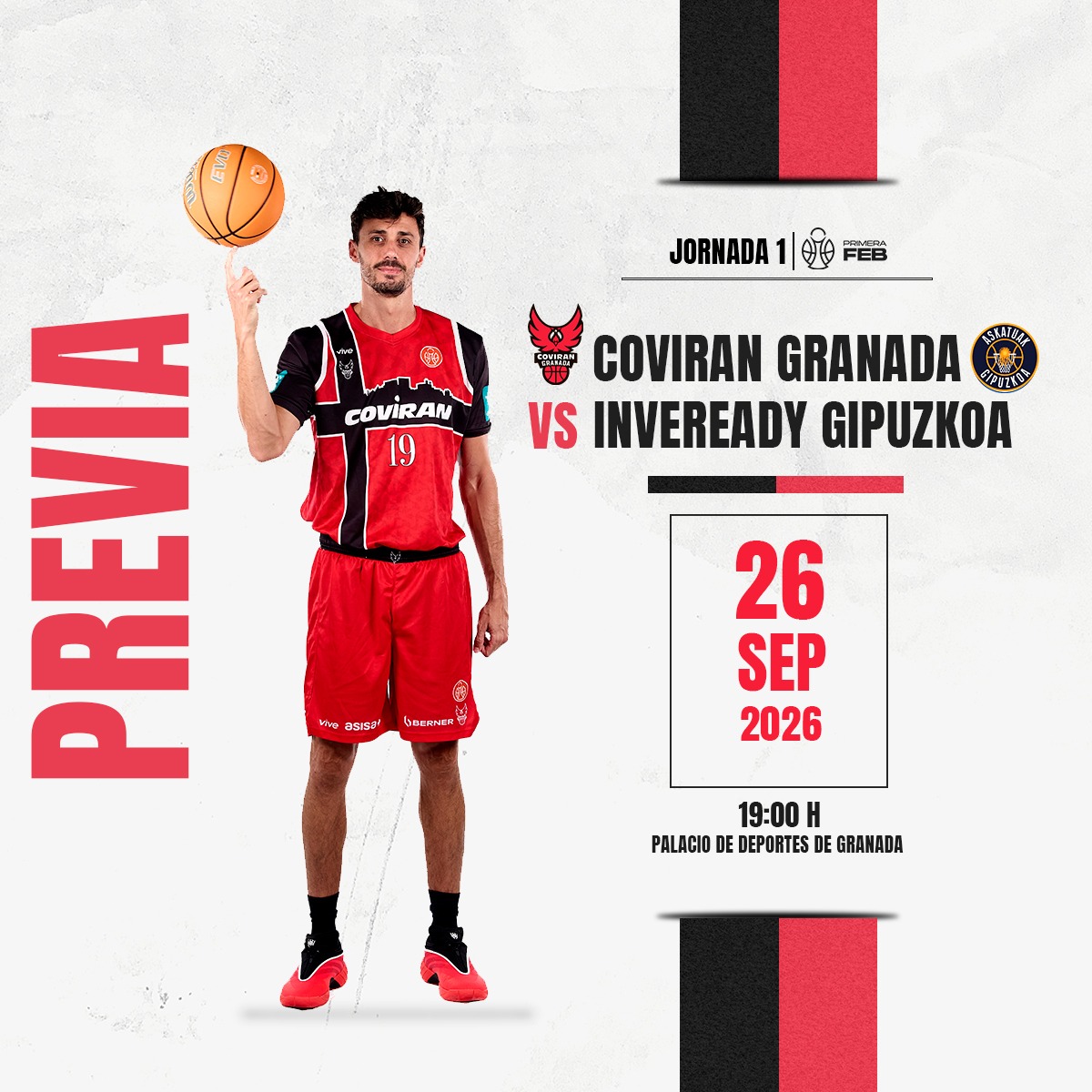 CoviranGranada's tweet photo. 📝 #PREVIA || El Coviran Granada debuta mañana ante el @gipuzkoabasket en el Palacio.

🙌 ¡Qué ganas de volver a veros, afición!

ℹ️ https://t.co/TfnjugWWGN
📹 https://t.co/FUbV3k3XM9

#ContigoFundación https://t.co/cTX5IwJe2h