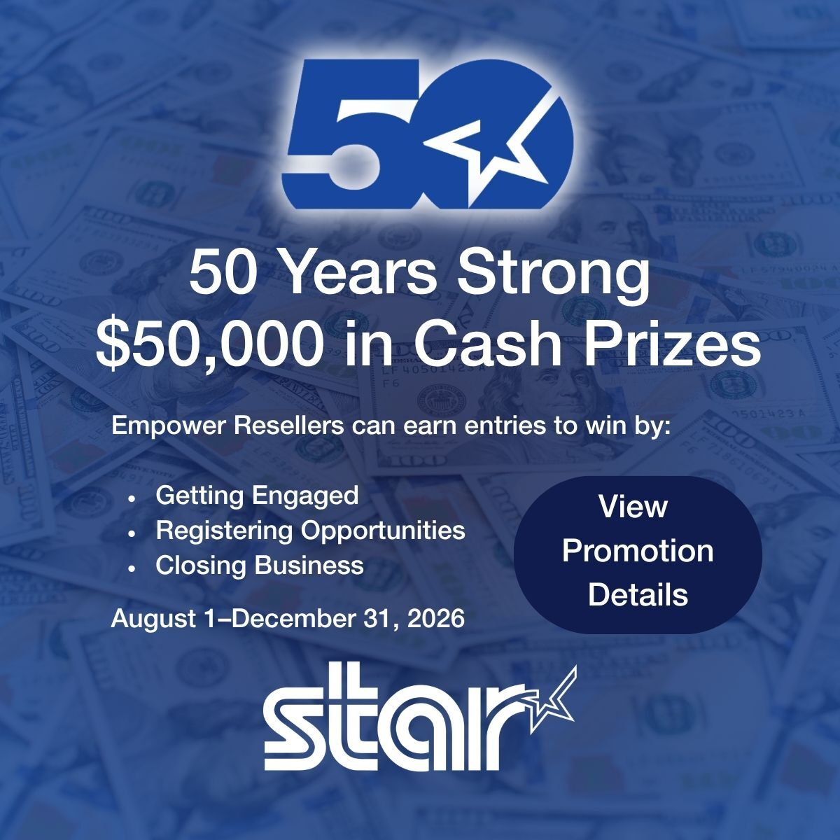 StarMicronics's tweet photo. #StarMicronics is celebrating 50 years in the Americas with the reseller partners who made it possible.

Active US &amp; Canadian Empower Resellers can earn entries for a chance to win a share of $50,000!

Learn more: https://t.co/1a24oP46rc

#ITChannel #Resellers #VARs https://t.co/3WsseAhOt9
