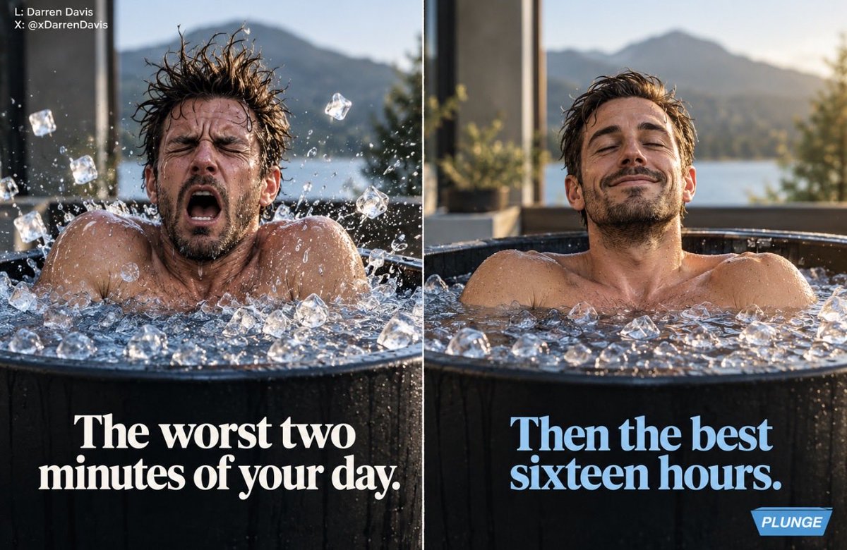 xDarrenDavis's tweet photo. Today’s #OneMinuteBrief is based off my personal love/hate relationship with Ice Baths and Cold Showers… 

@OneMinuteBriefs of the Day - 25/09/26
Create posters to advertise #ICEBATHS 🧊🛁🥶

#SellMeThisIceBath #Advertising https://t.co/YWdjaXOoCw