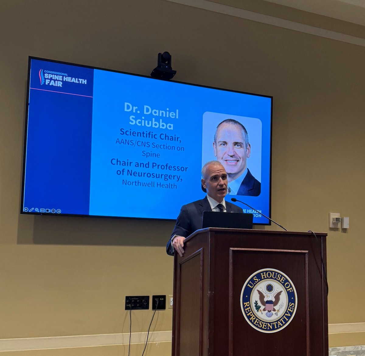 spinesection's tweet photo. This week, Daniel Sciubba, MD, MBA represented the Spine Section at the Congressional Spine Health Fair on Capitol Hill, sharing the impact of spine care and the importance of ensuring patients have timely access to high-quality treatment. 

From improving outcomes through the American Spine Registry to advancing policies that reduce unnecessary barriers to care, spine surgeons continue to be strong advocates for patients both inside and outside the operating room.

Thank you, Dr. Sciubba for your leadership and representation of our specialty! #SpineHealth #SpineSurgery @AANSNeuro @CNS_Update @SpineHealthFdn @AAOS1 @NorthwellHealth