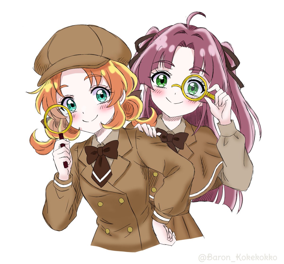 Baron_Kokekokko's tweet photo. 探偵服　あんな &amp; みくる

#名探偵プリキュア
#明智あんな　#小林みくる https://t.co/L8Pu5xsIf7