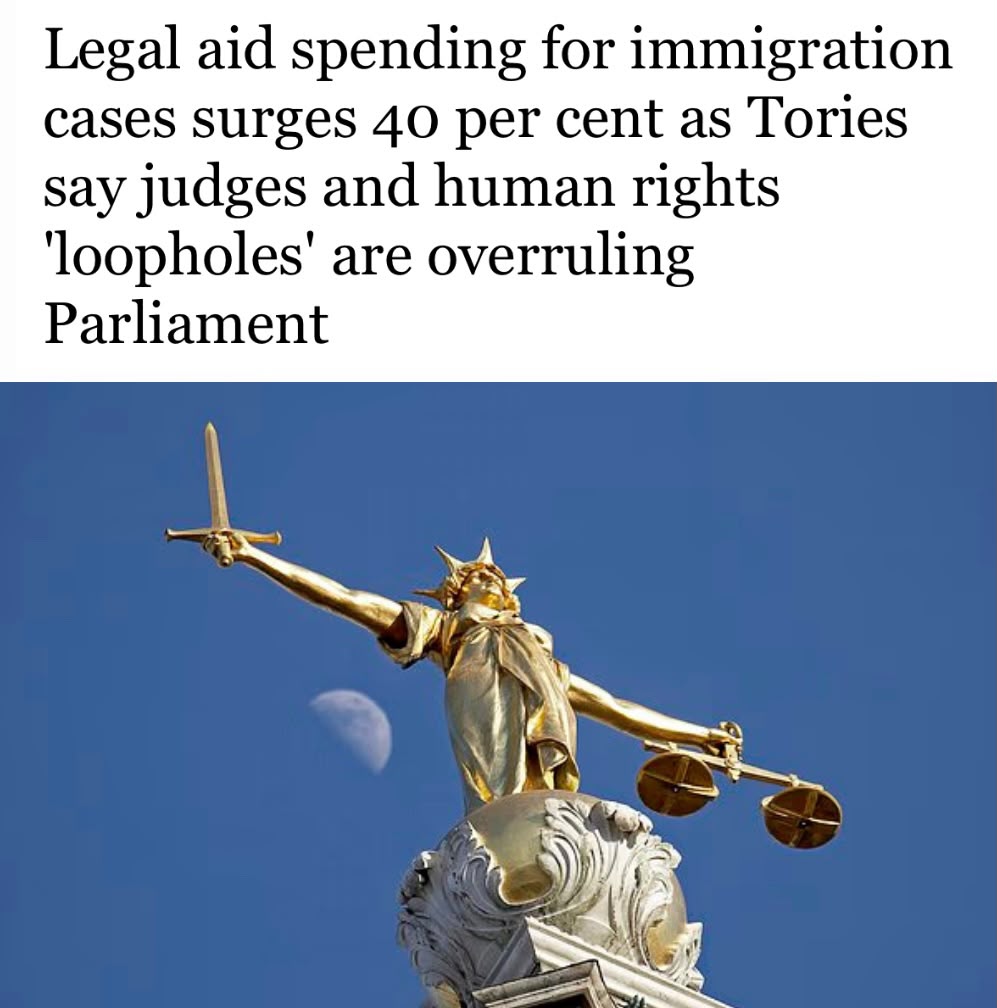 NJ_Timothy's tweet photo. This must stop.

We need to end legal aid for immigration cases.

Shut down the immigration tribunals.

And ensure fast, final decisions are made by ministers instead. 

No more never-ending legal challenges to frustrate deportations. https://t.co/Z1bdhoEw40