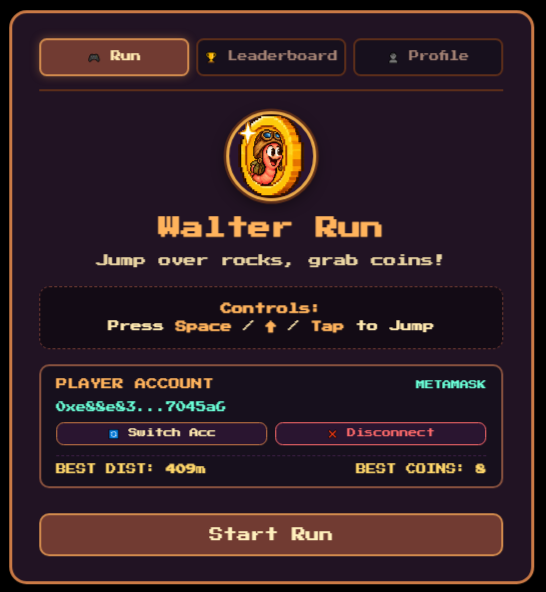 WalterWormOnSOL's tweet photo. WALTER RUN — GAME UPDATES are live.

➡️ Profile
Users can now add a display name instead of showing their wallet address by default. You’ll also be able to see your total distance travelled, total coins accumulated, and how you performed in your last 5 races.

➡️ Redeem Coins
This section will show 'Coming Soon' for now while I work on Walter’s skins. I'm aiming to release the skins update within the next 3 days.

➡️ Bug Fixes
Best distance and best coins were showing as 0. This is fixed in the update.

➡️ Performance
The game should feel smoother than before. I’ll continue working on improving performance.

➡️ Leaderboard
The Weekly Leaderboard will reset every Sunday.
The All-Time Leaderboard will show your highest distance and highest number of coins collected in a single play.

➡️ Contest
A contest will be announced in the next few days.

⚠️ Not seeing the updated game?
Please clear your browser cache and reload the game to make sure you’re seeing the latest version.

Will share more updates soon!