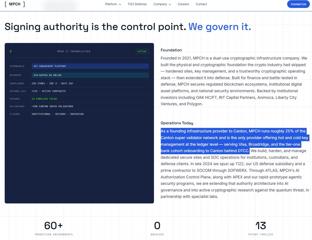 TOKERIZE_TOP's tweet photo. Spotted today on @CantonNetwork Testnet : the launch of a "T-RIZE Services" PartyID co-hosted by T-RIZE, Digital Asset and MPCH. 

@digitalasset is the firm behind Canton Network, and is backed by industry leaders such as Goldman Sachs, DTCC, Broadridge, BNP Paribas, CME Groupe, Deutsche Borse Group, J.P Morgan and more.

MPCH is a dual-use cryptographic infrastructure company. MPCH runs roughly 25% of the Canton super validator network and is the only provider offering hot and cold key management at the ledger level, serving Visa, Broadridge, and the tier-one bank cohort onboarding to Canton behind DTCC.

Developments around base:0x9818b6c09f5ecc843060927e8587c427c7c93583  keeps brewing.