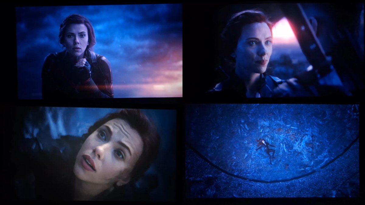 givlizbrey's tweet photo. Passei pela tortura de ver a Natasha Romanoff morrer novamente no cinema. A cena fica ainda mais triste quando você sabe que a Scarlett Johansson chorou no banheiro após receber a notícia da morte da personagem https://t.co/tqJFEiaHbo