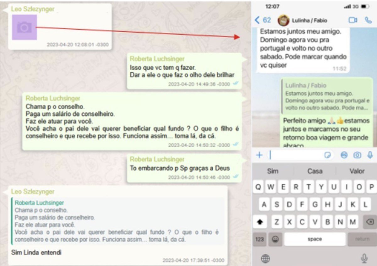 Haaaysb's tweet photo. 🚨 URGENTE: MALU GASPAR EXPÕE NOVAS MENSAGENS 

Mensagens encontradas pela PF colocam Roberta Luchsinger, Lulinha e Marcola no mesmo emaranhado de articulações envolvendo contratos ligados à Petrobras.

No centro da história, aparece a cifra de R$ 1,2 MILHÃO e a Unigel,empresa que enfrentou grave crise financeira e teve negócios com a Petrobras.